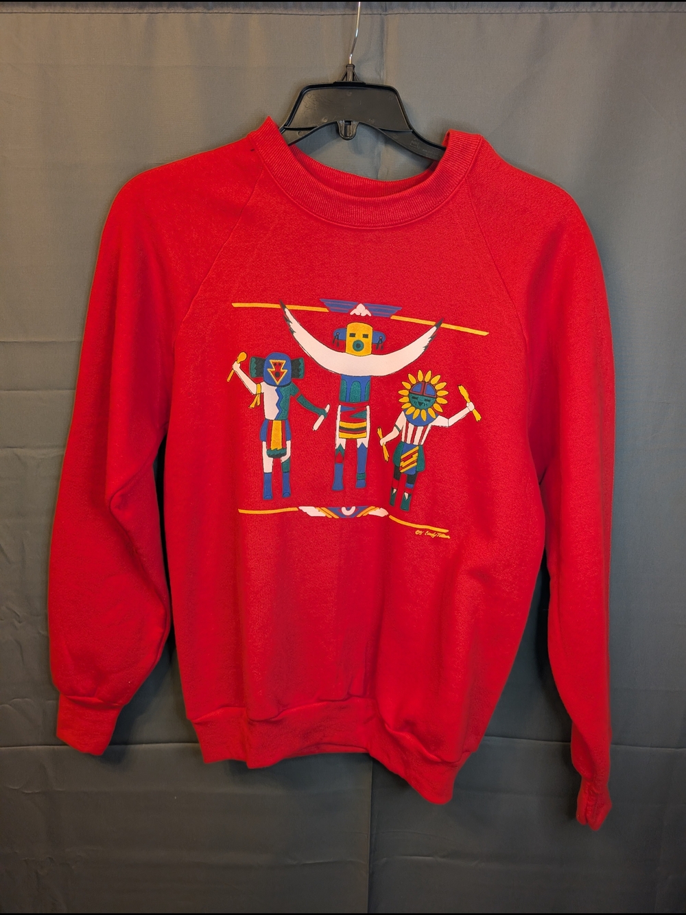 NWT VTG 90s Cindy Totten Originals Red Southwestern Sweatshirt M USA Deadstock